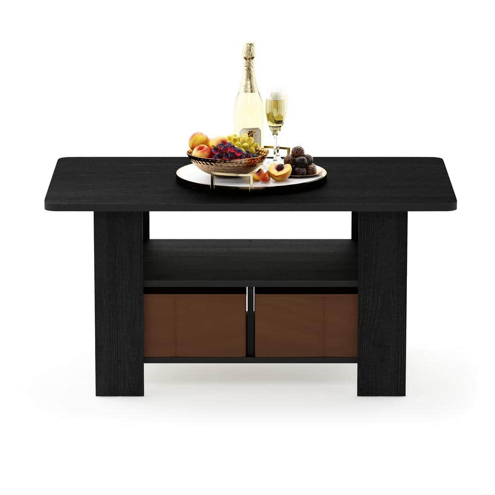 11158AM-MBR Andrey Coffee Table with Bin Drawer, Americano & Medium Brown