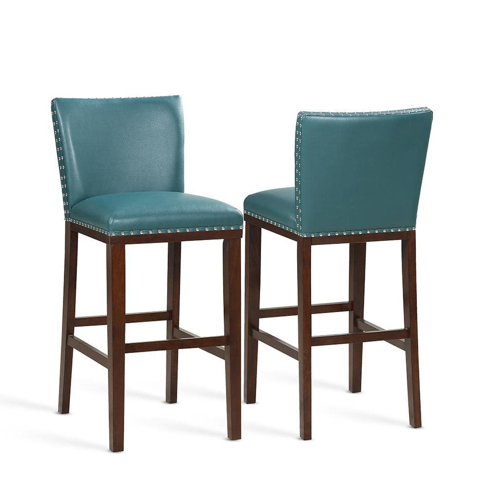 Steve Silver Tiffany Faux Leather 30" Bar Stool - Peacock-Espresso
