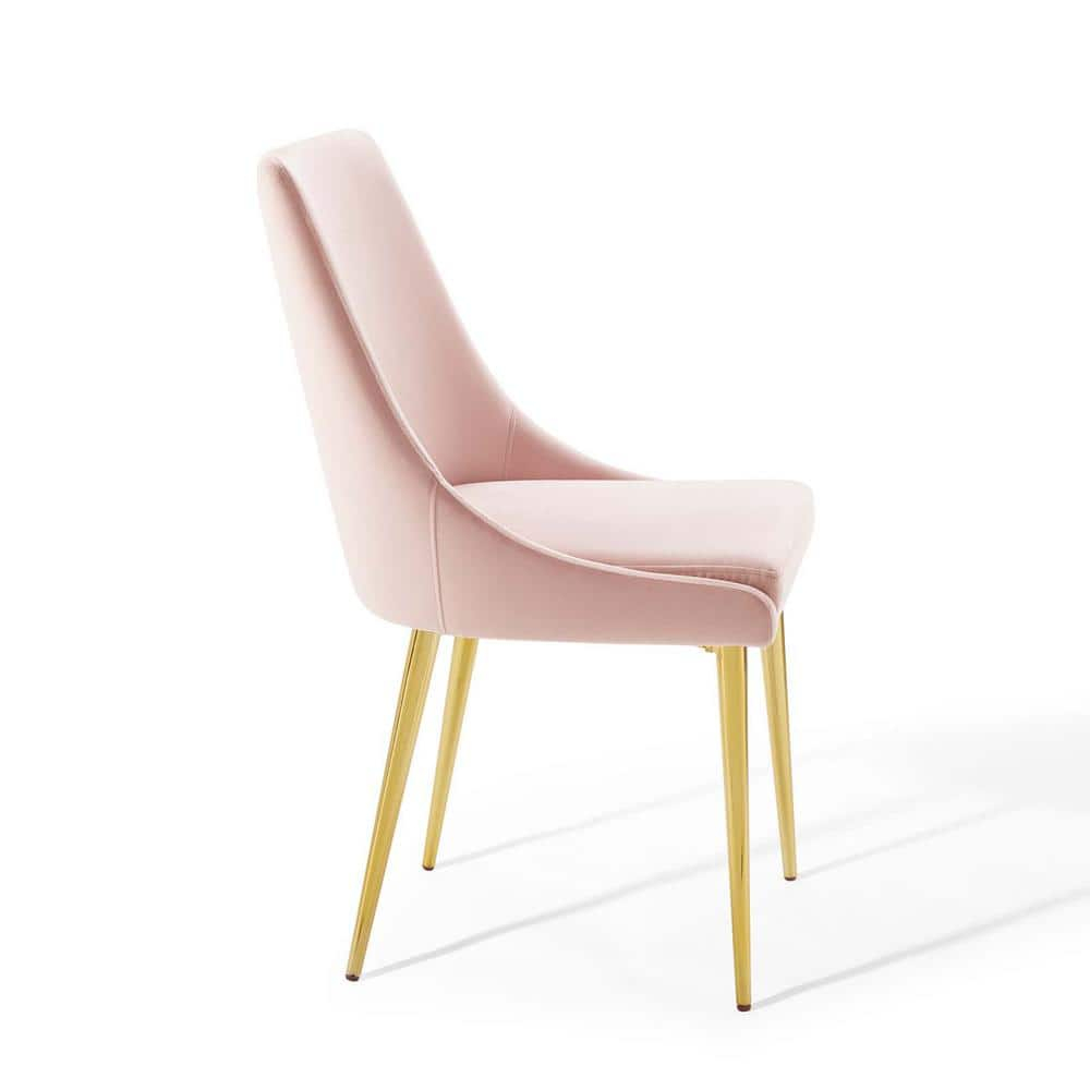 Modway Viscount 19" Modern Performance Velvet Dining Chair in Pink