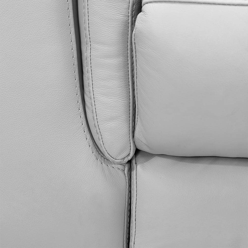 Lizette Top Grain Leather Dove Grey Power Recliner Sofa with USB
