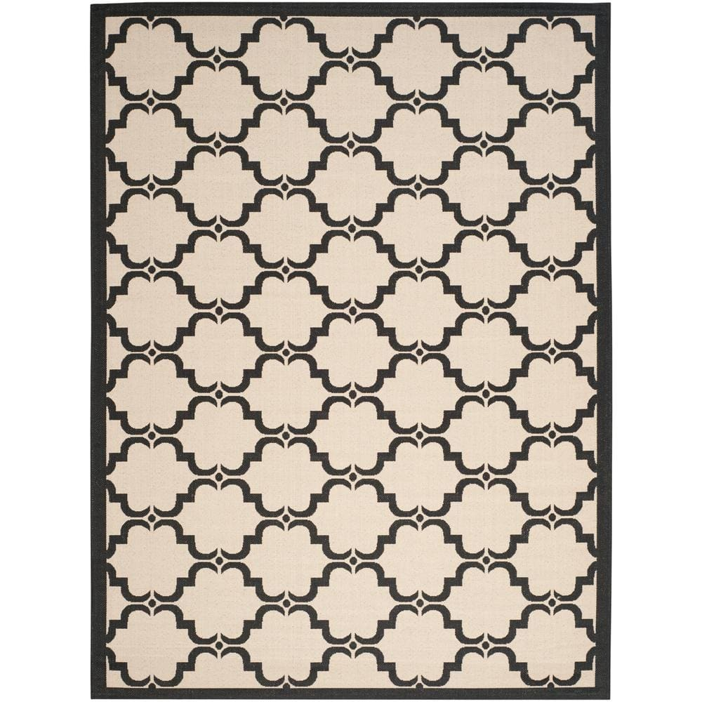 SAFAVIEH Courtyard Estelle Geometric Indoor/Outdoor Area Rug, 8' x 11', Beige/Black