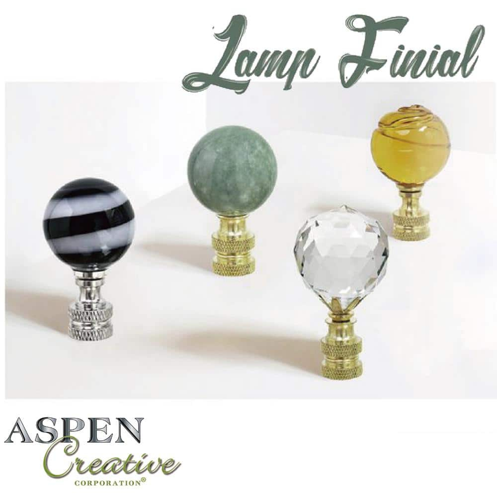 Aspen Creative 24011-12, 2 Pack Clear with Blue Line Glass Lamp Nickel Finish, 2" Tall Finial, Clear & Blue