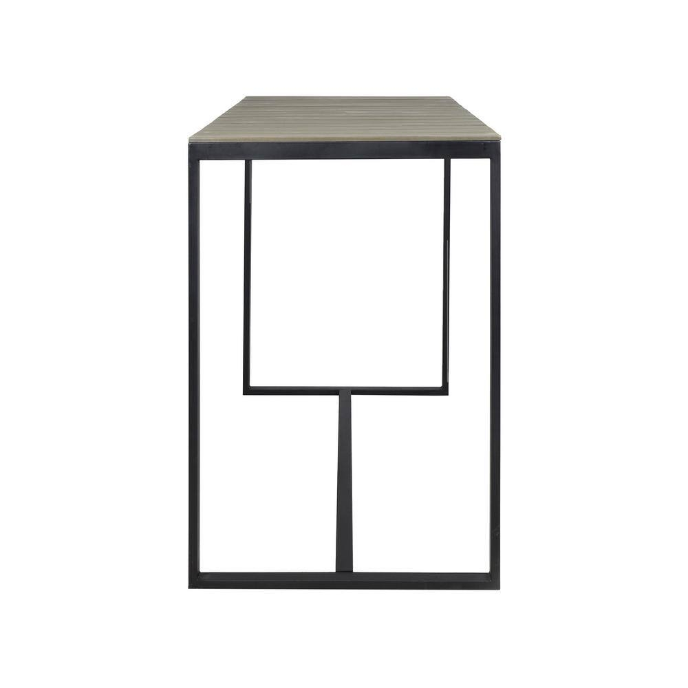 Noble House Elkhart Outdoor Modern Acacia Wood Bar Table Gray and Black