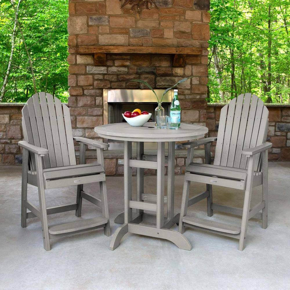 Havenside Home Hamilton 3-piece Outdoor Dining Set - 36" Round Table, Counter-height Harbor Gray