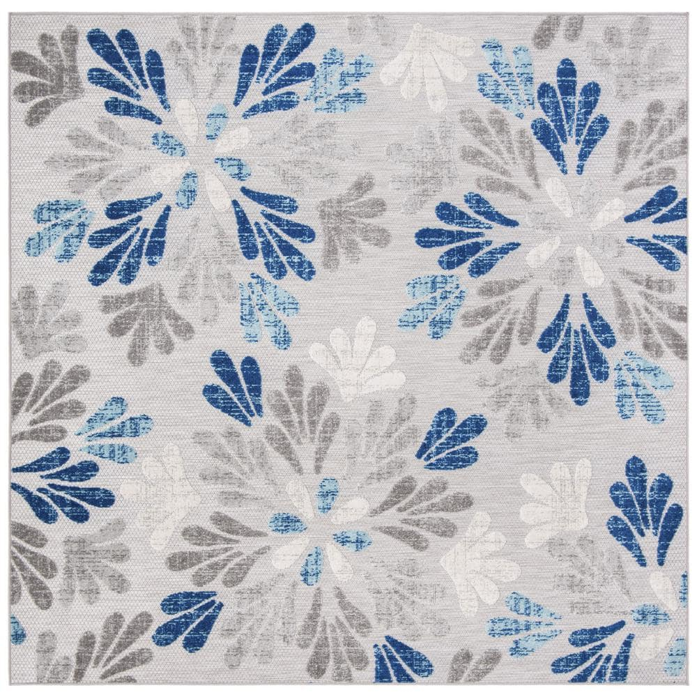 SAFAVIEH Cabana Georgiana Grey/Blue 2'X8' Runner Indoor/Outdoor Area Rug Grey/Blue, 6'7" x 6'7" Square