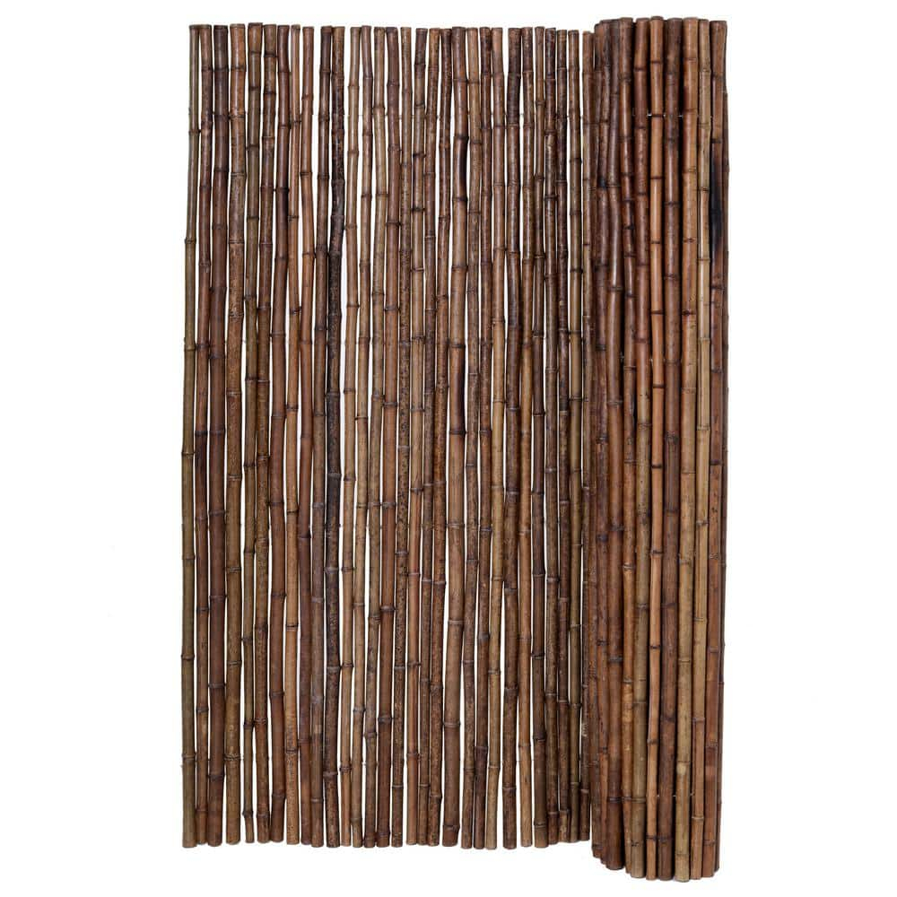 Backyard X-Scapes Bamboo Fencing Decorative Rolled Wood Fence Panel Caramel Brown 6ftHx8ftL