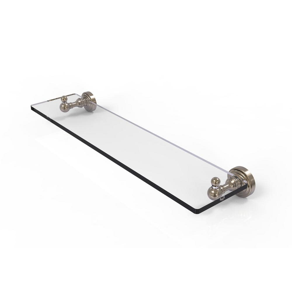 Waverly Place Collection Glass Vanity Shelf with Beveled Edges - Antique Pewter / 22 Inch