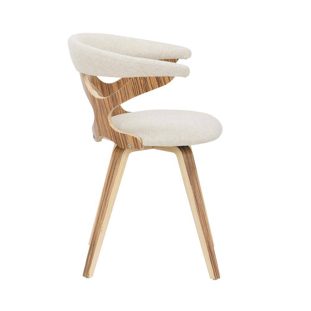 LumiSource Zebra Wood, Cream Fabric Gardenia Chair