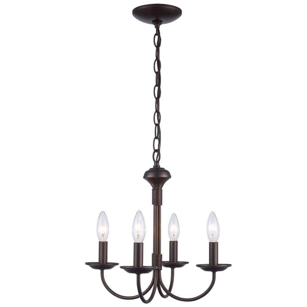 Lucid Lighting 4 -Light Oil-rubbed Bronze Transitional For Use in Bedrooms, Dining Rooms, Foyers, Kitchens, Living Rooms Chandelier