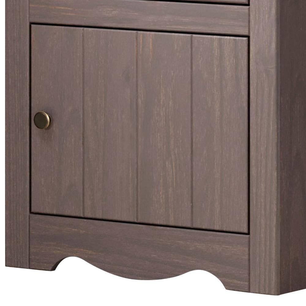 Stav Gray Solid Wood 1 Drawer Nightstand with Bronze Knobs