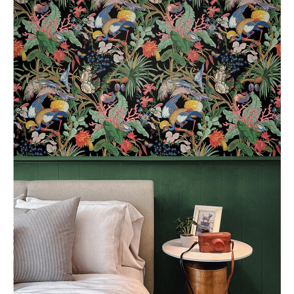 NextWall Ebony Tropical Canopy Peel and Stick Wallpaper