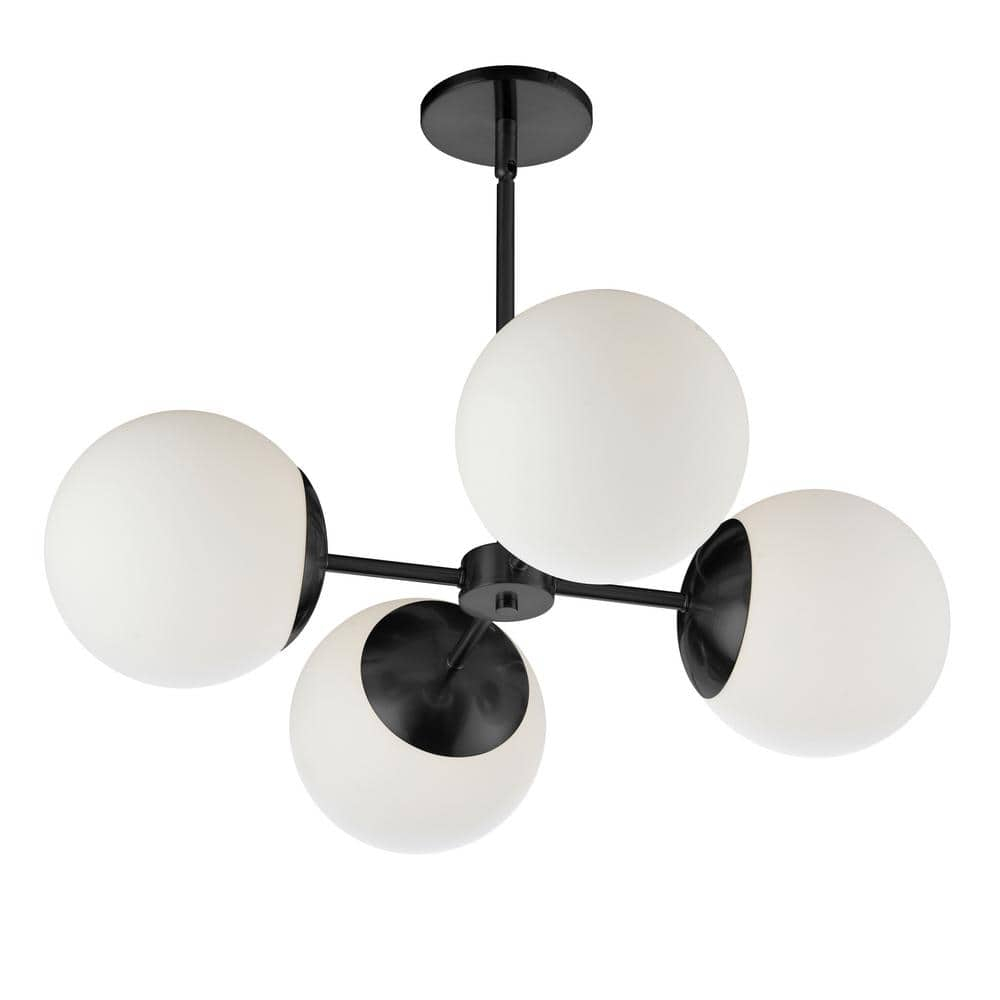 Dainolite  Dayana 4 Light Transitional Matte Black Luxury Globe Chandelier