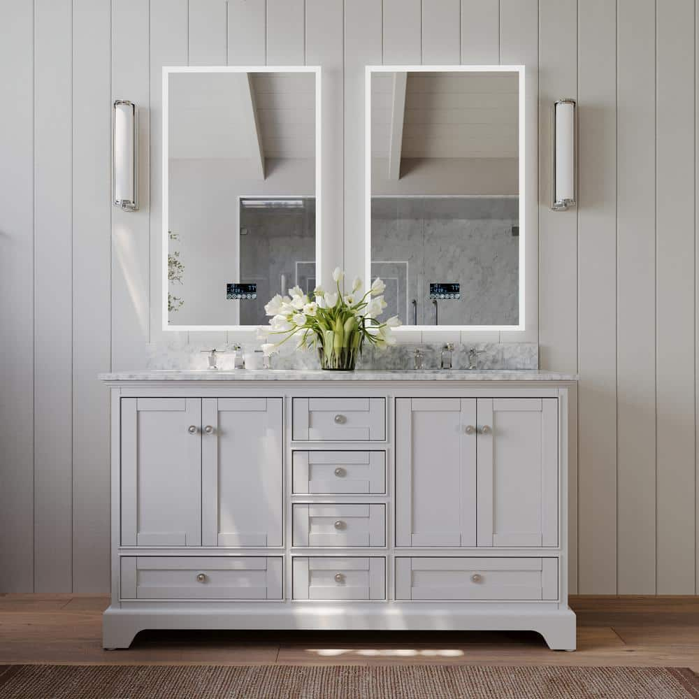 Ancerre Designs Audrey 60" Wood Bathroom Vanity Set in White