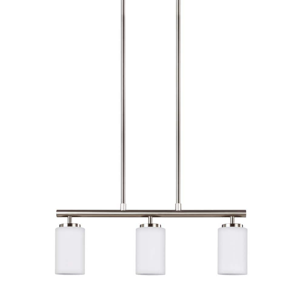 Sea Gull Lighting 66160-962 Oslo Three-Light Island Pendant Hanging Modern Light Fixture, Brushed Nickel Finish