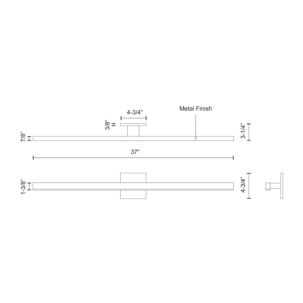 White Aluminum Dimmable LED Vanity Light, 37-inch