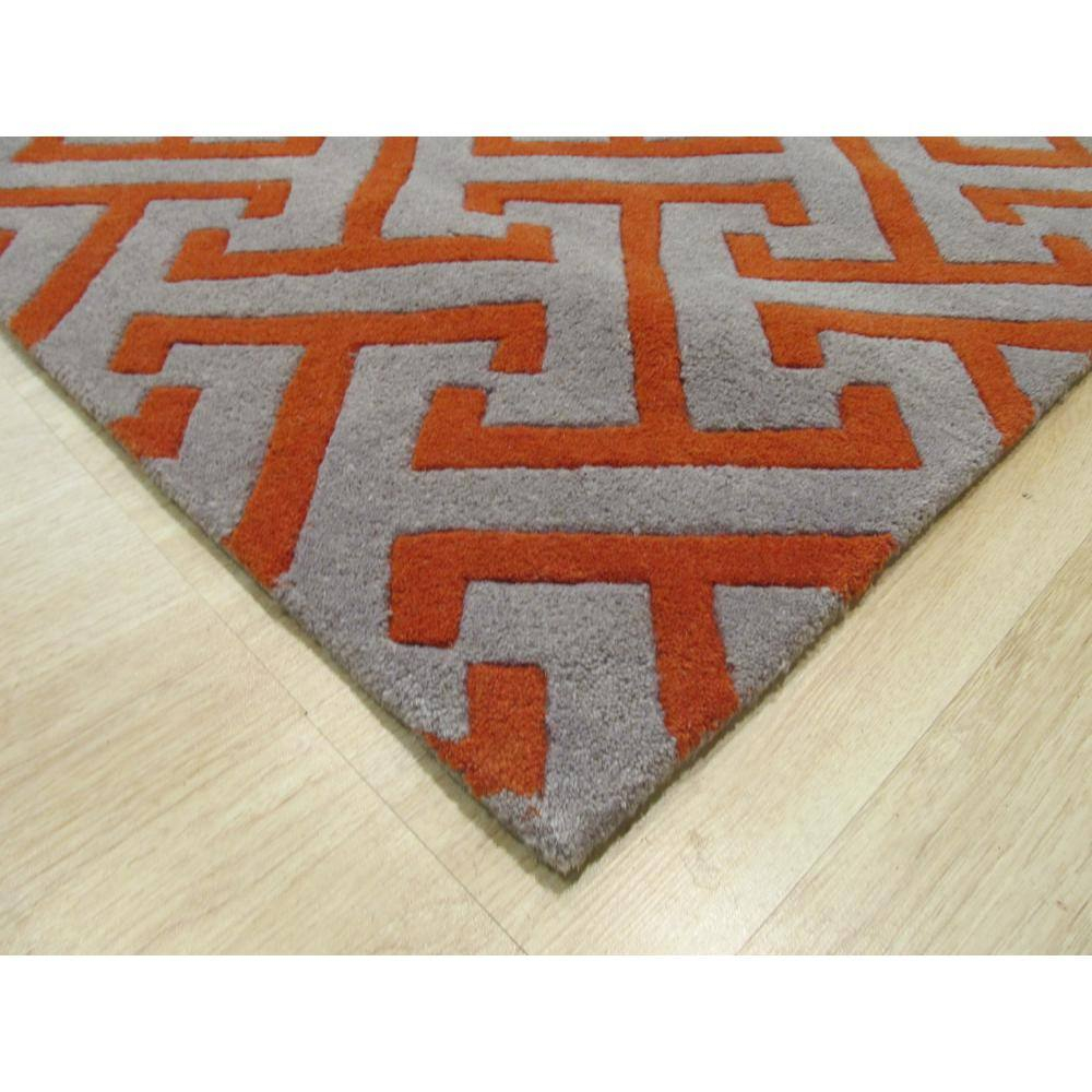 Handmade Gray Geometric Wool Round Rug, 8' Diameter