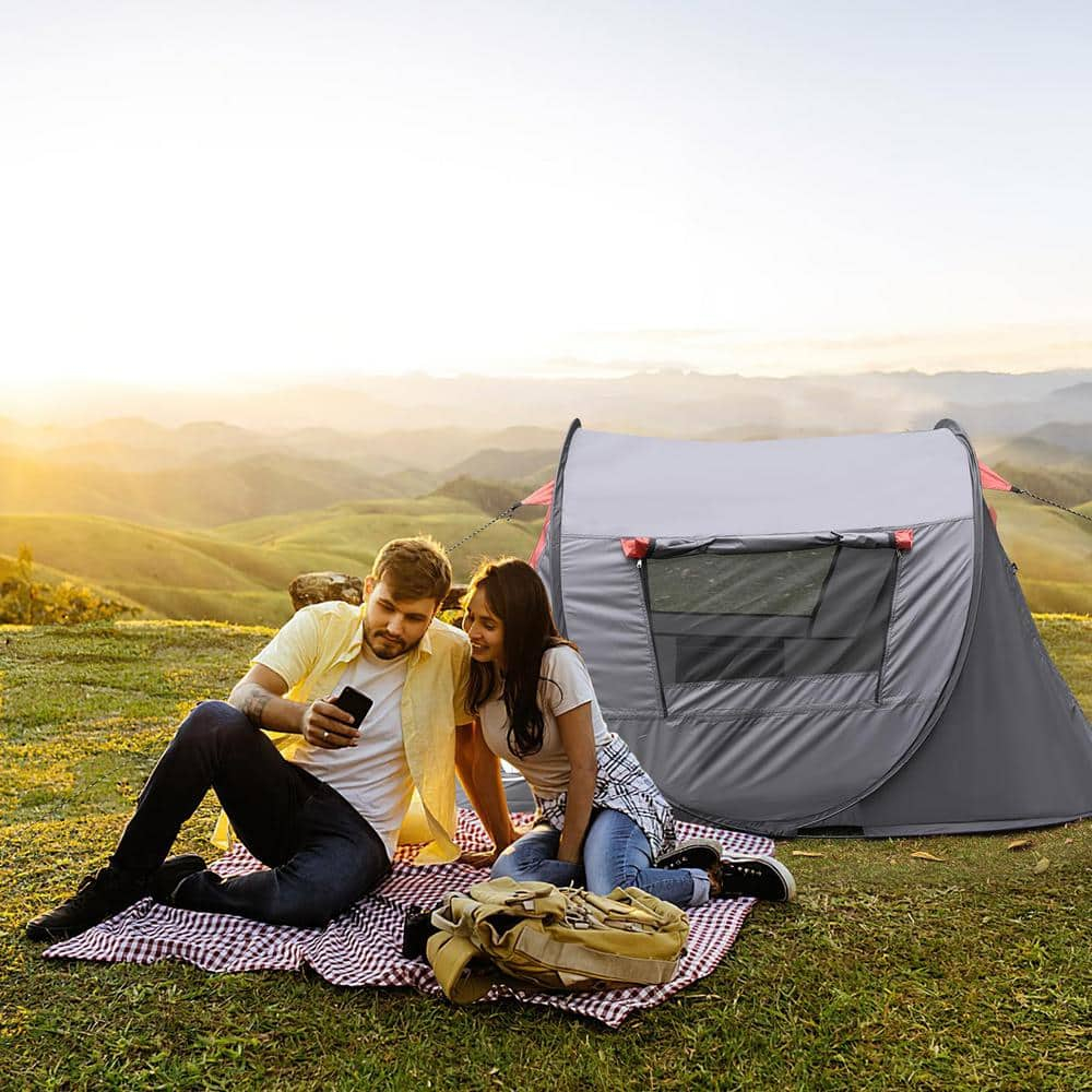 Pop-up Tent,2 Person Camping Tent,Instant Portable Beach Tent,Easy Pop Up Shade Tents 2 Doors for Camping Hiking & Traveling with Carrying Bag