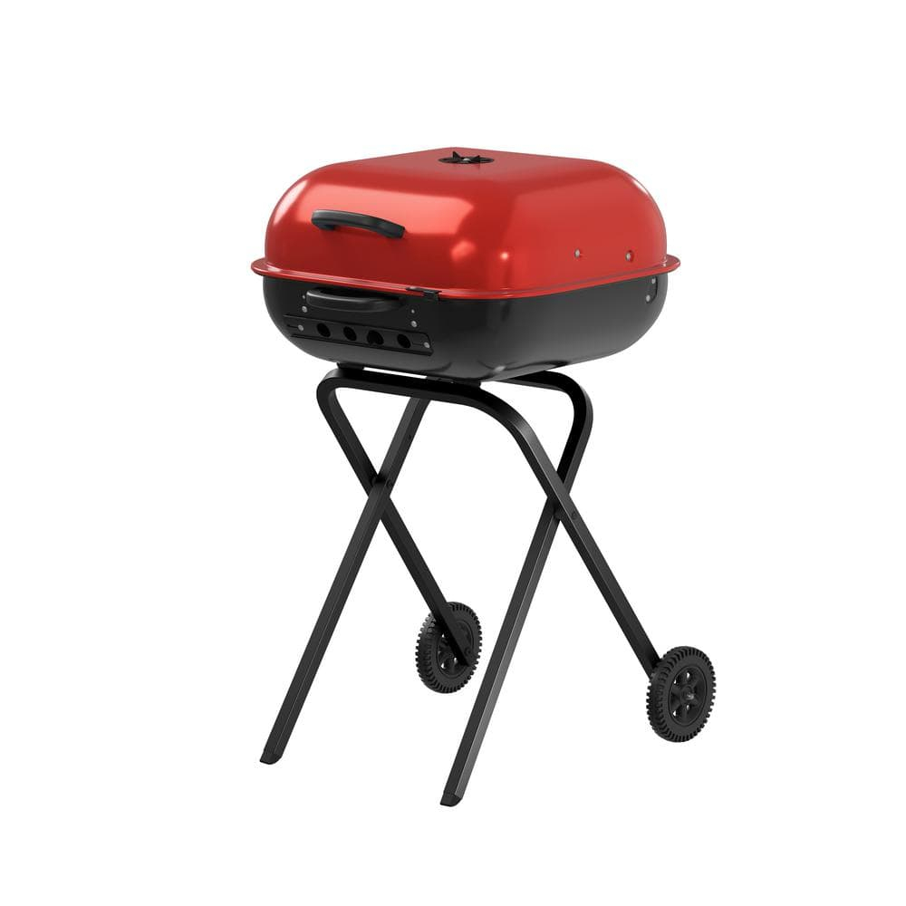 Americana Walk-A-Bout 100% Pre-Assembled Portable Steel Charcoal Grill in Red