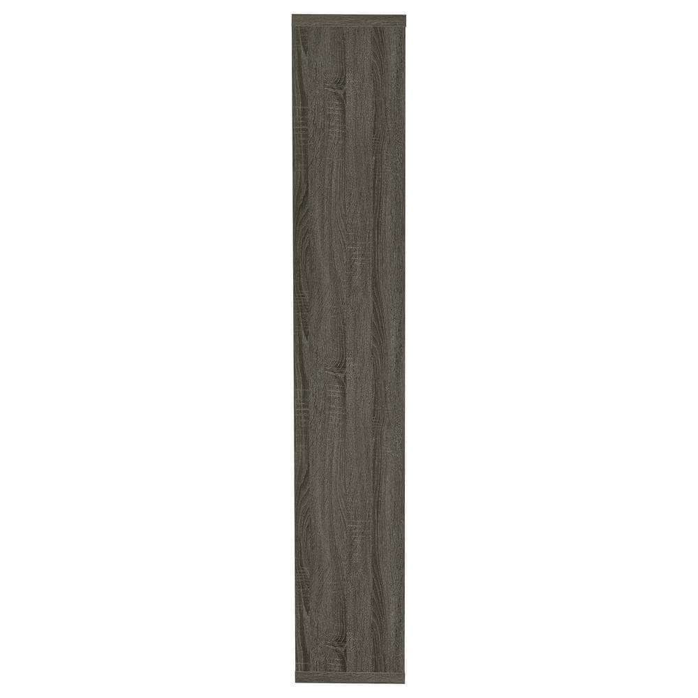 Coaster 10-Shelf Transitional Wood Geometric Bookcase in Gray