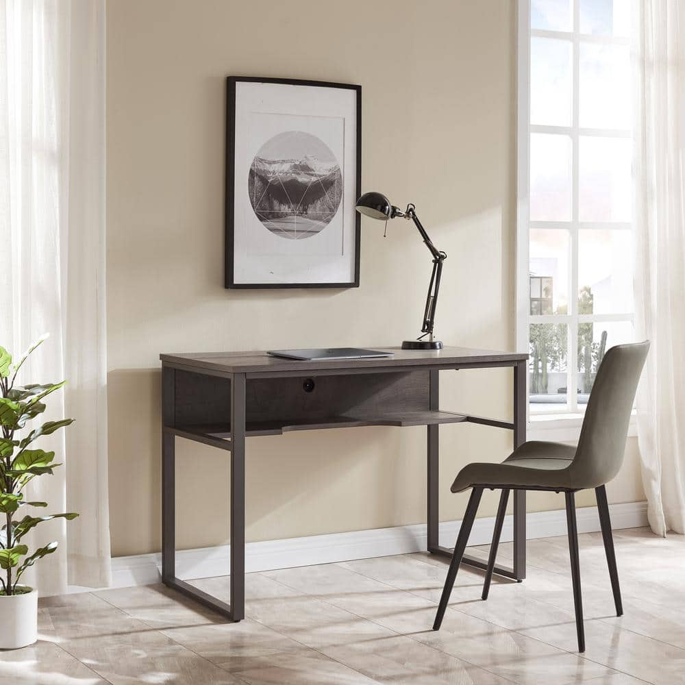 Leick Home Kona Desk in Corojo and Gunmetal Gray