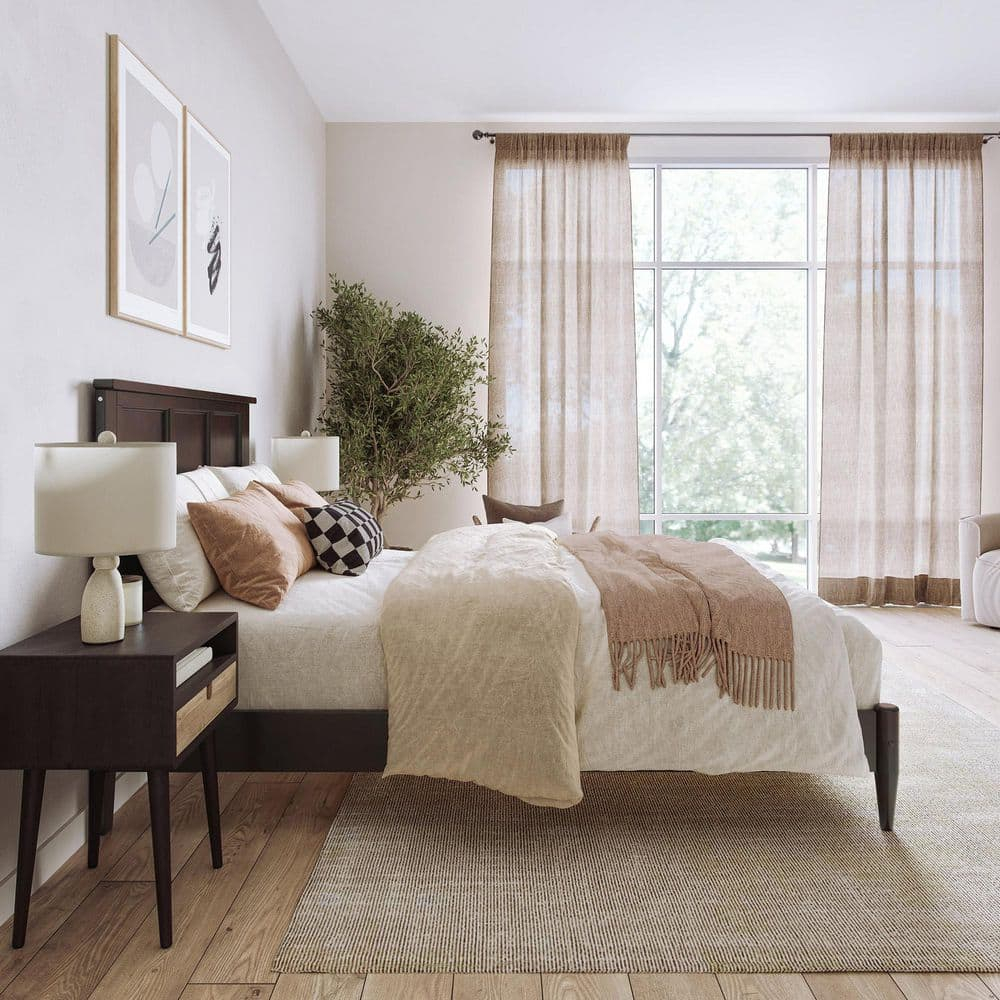 AFI Charlotte Full Solid Wood Low Profile Platform Bed, Espresso