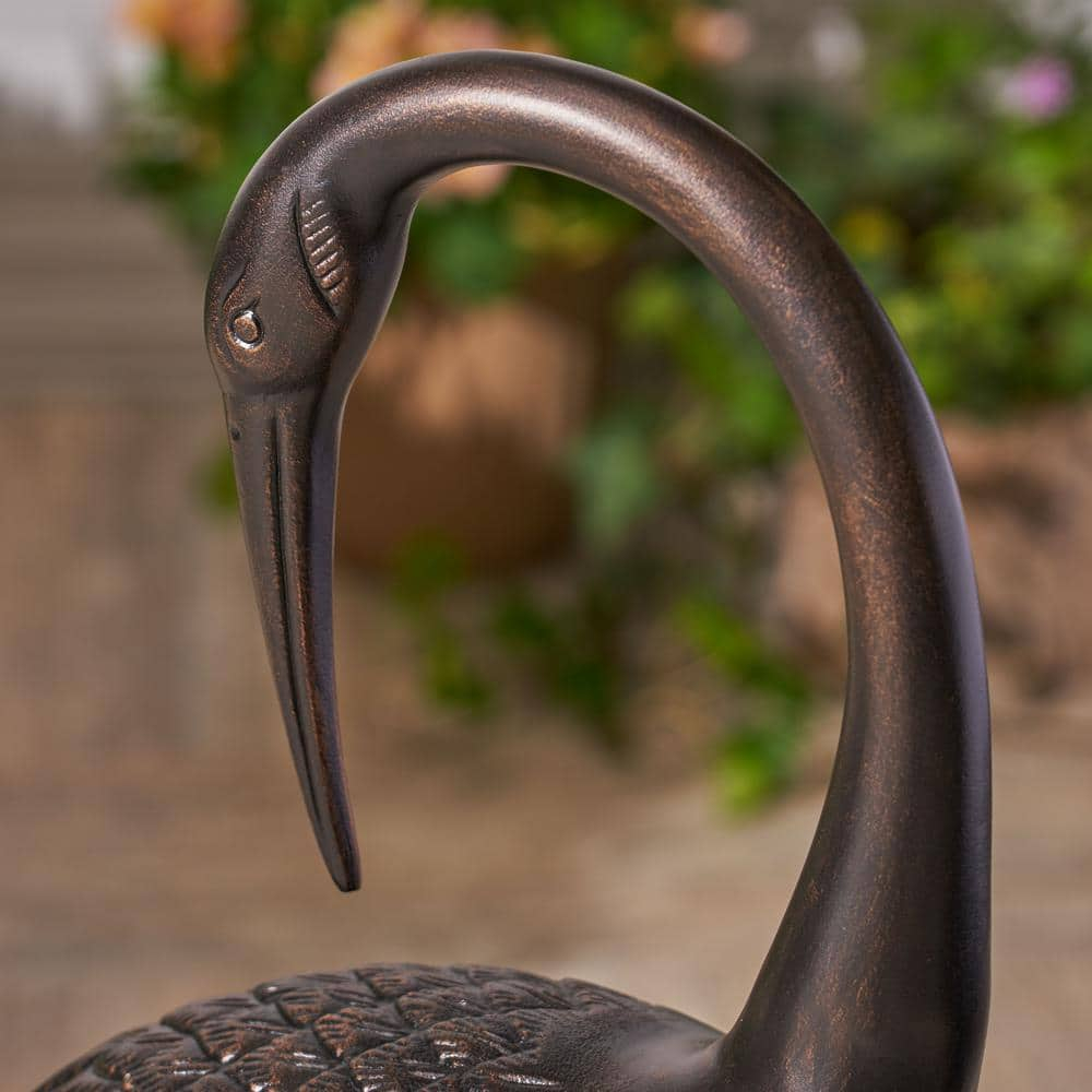 Noble House Scarlet Outdoor 39" Aluminum Crane Garden Statue in Dark Bronze