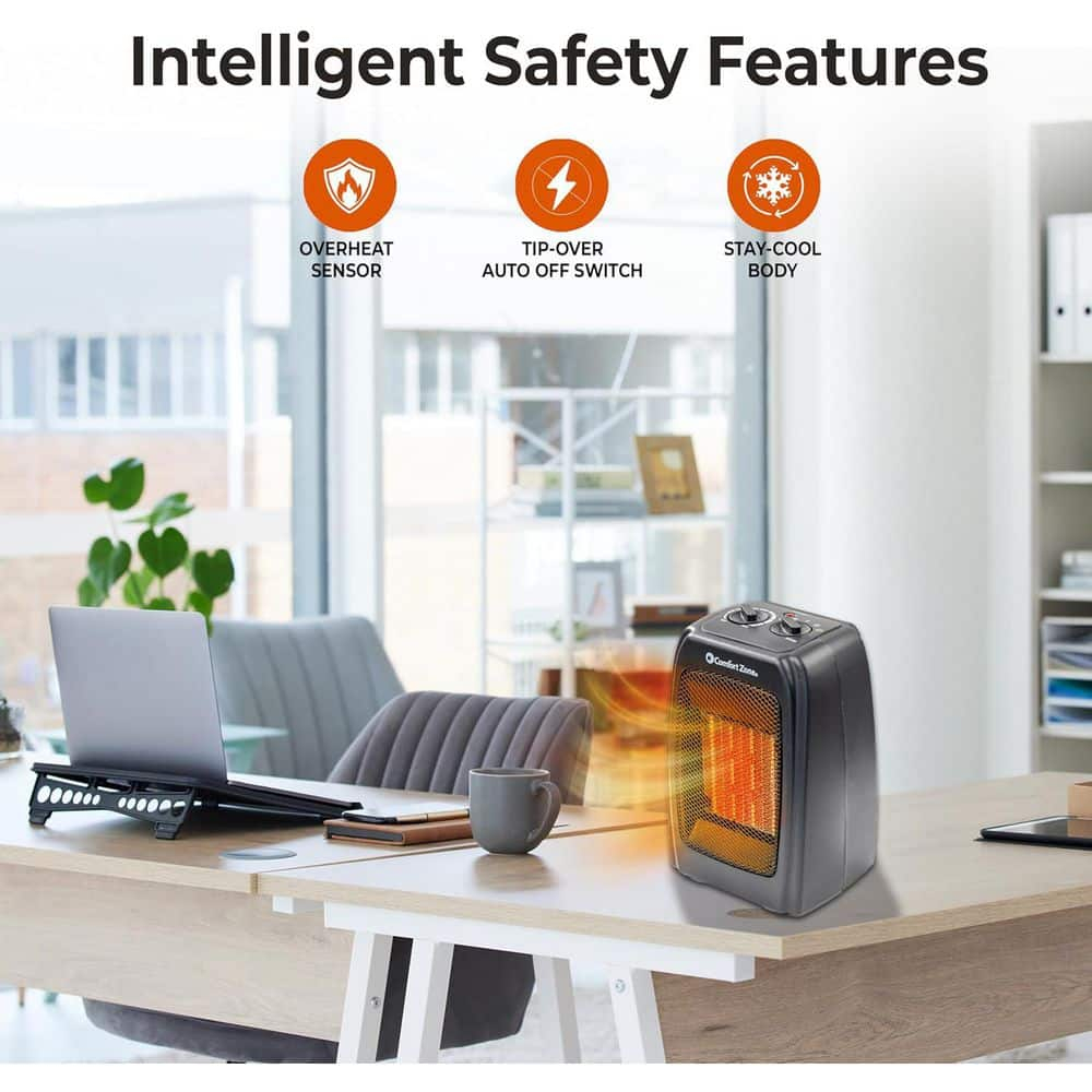Energy Save 1500-Watt Electric Ceramic Space Heater with Thermostat and Fan