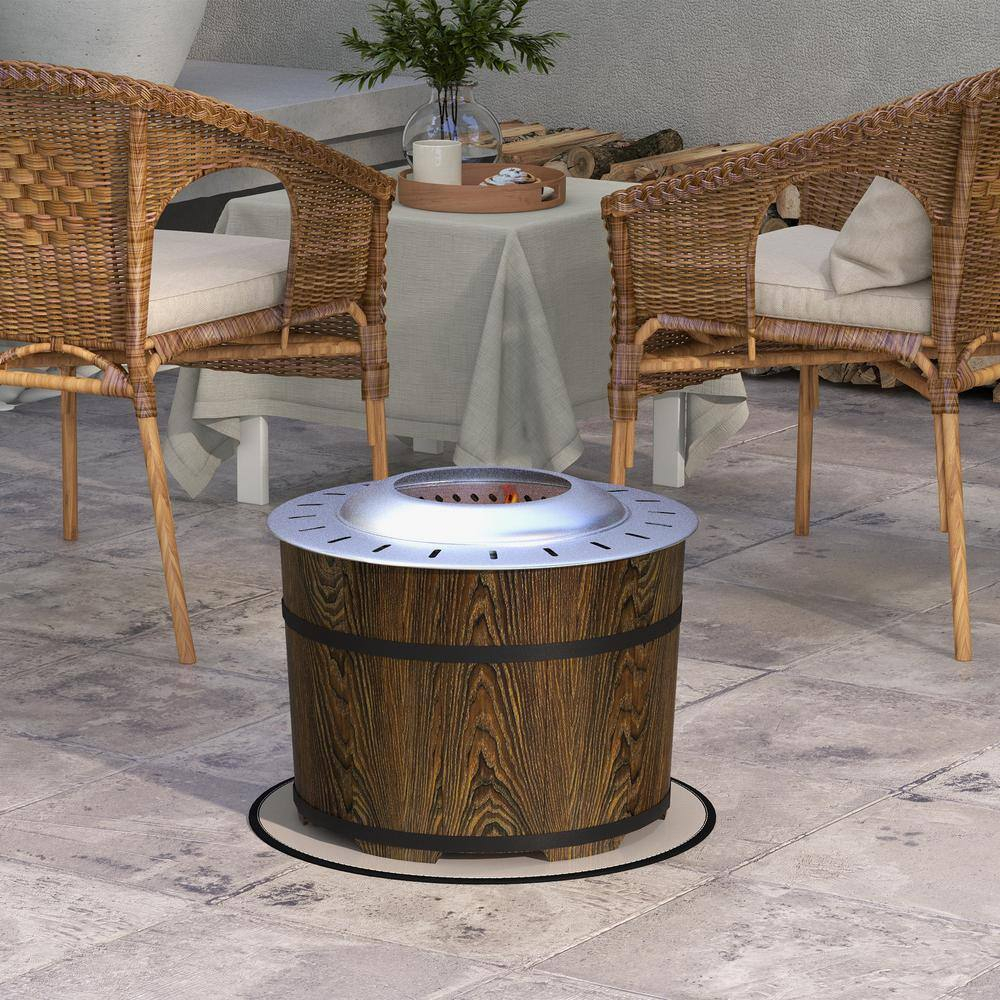 SHANRUGUOJI Outsunny Smokeless Fire Pit With Fireproof Mat, 20" Barrel Style Portable Wood Burning Firepit, Magnesium Oxide Low Smoke Camping Bonfire Stove For Backyard, Patio, Picnic