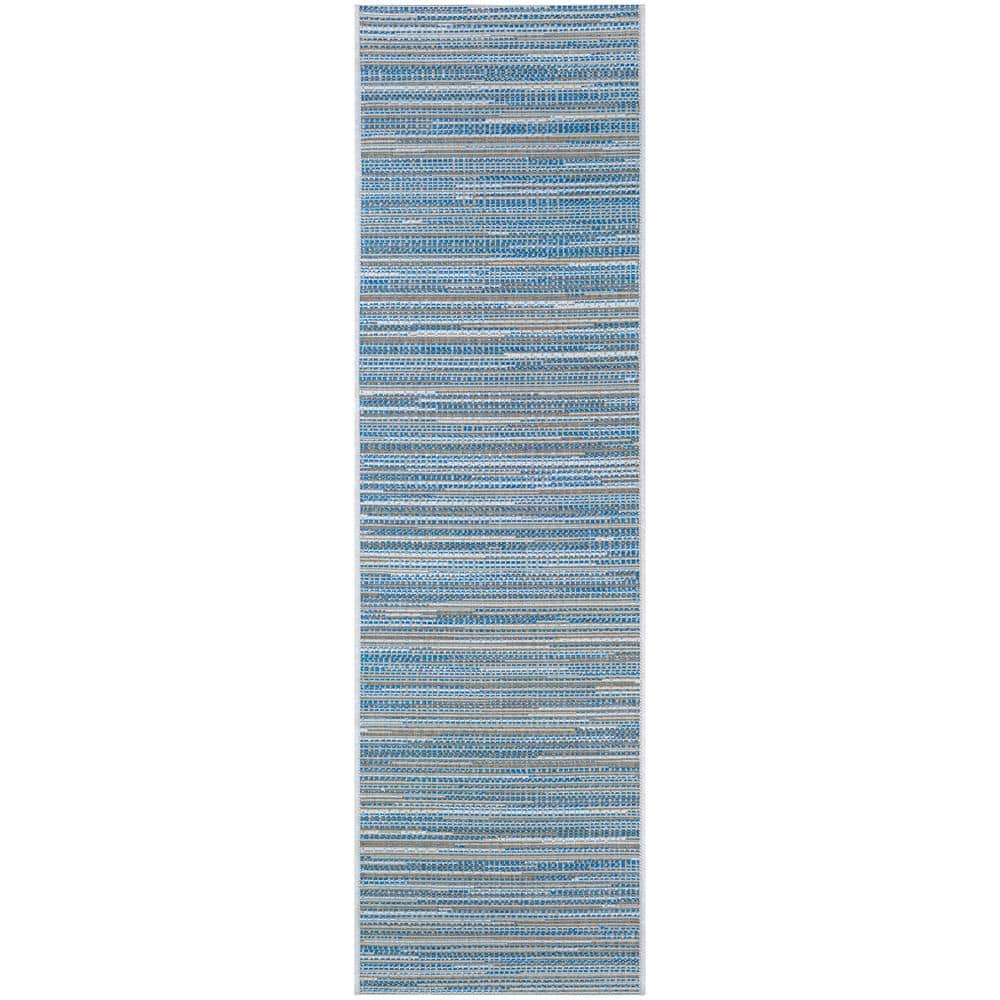Couristan Monte Carlo Coastal Breeze Indoor/Outdoor Area Rug, 2'3" x 7'10" Runner, Ocean-Champagne