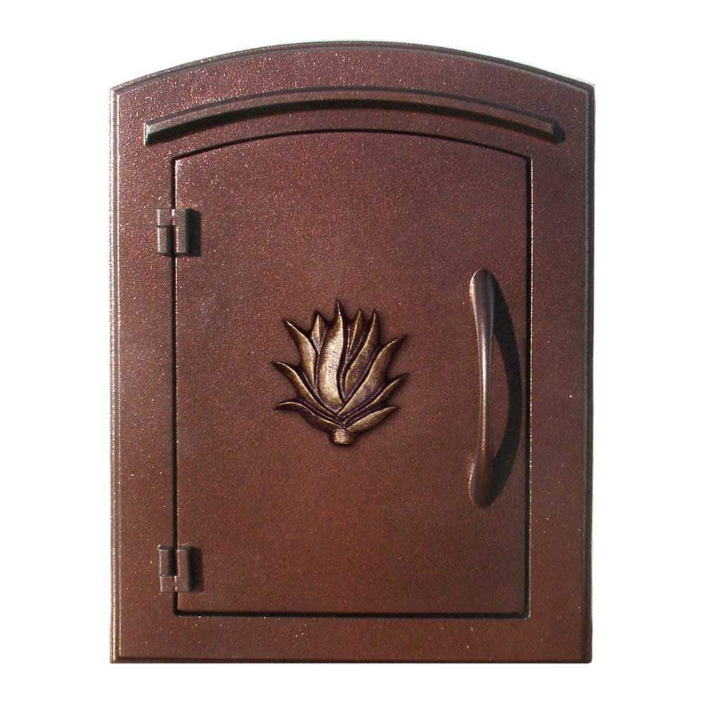 QualArc  Manchester Non-Locking Column Mount Mailbox - Antique Copper - 14 in.