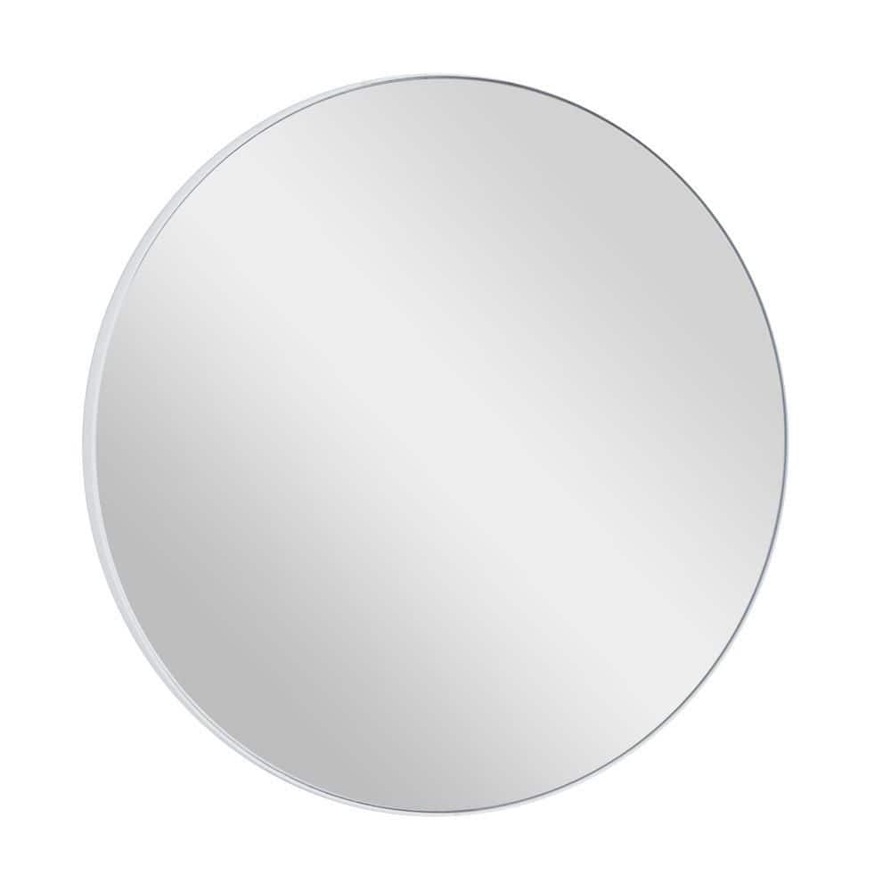 24 in. x 24 in. Simplistic Round Framed White Wall Mirror with Thin Minimalistic Frame