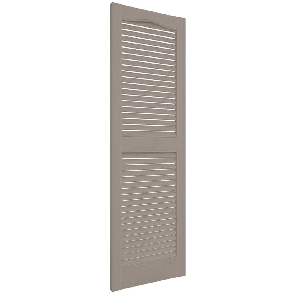 12 in. x 31 in. Louvered Vinyl Exterior Shutters Pair in Clay