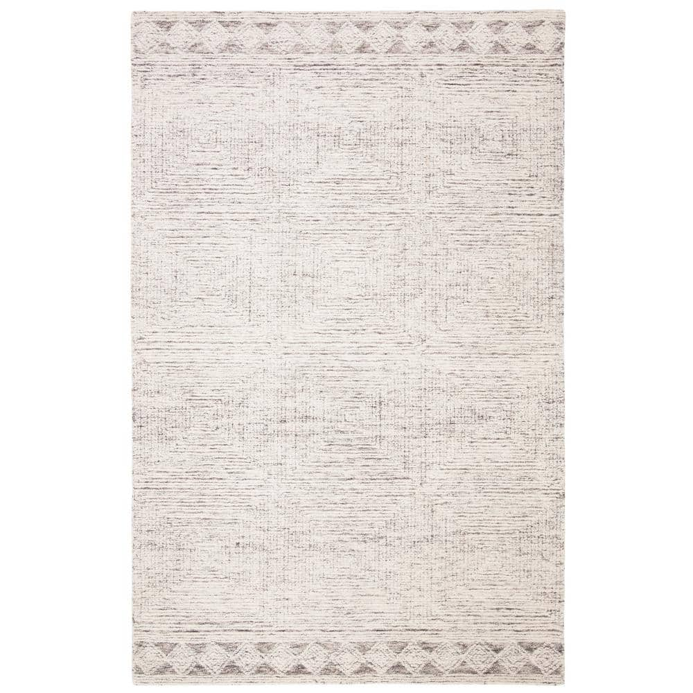 SAFAVIEH Abstract Augustine Geometric Wool Area Rug, Ivory/Grey, 11' x 15'