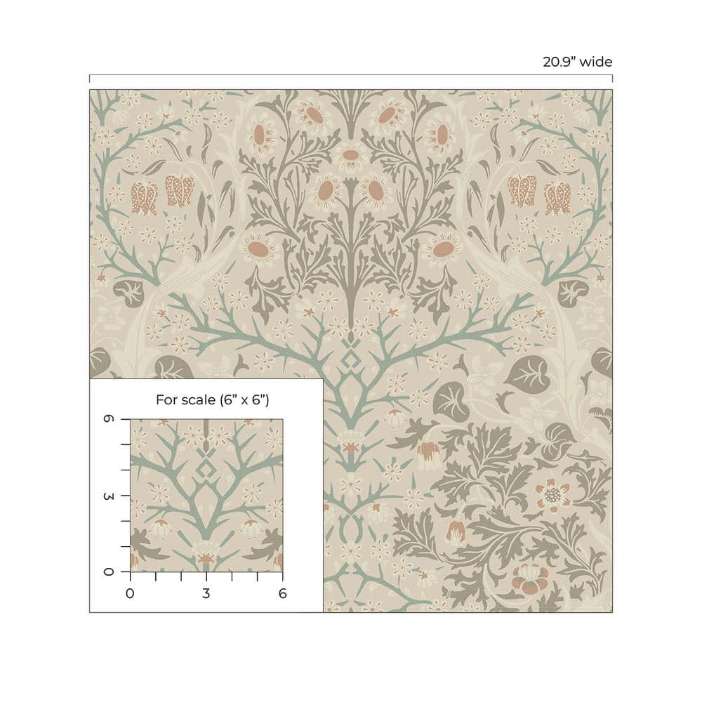 NextWall Lunar Rock & Clay Victorian Garden Peel and Stick Wallpaper