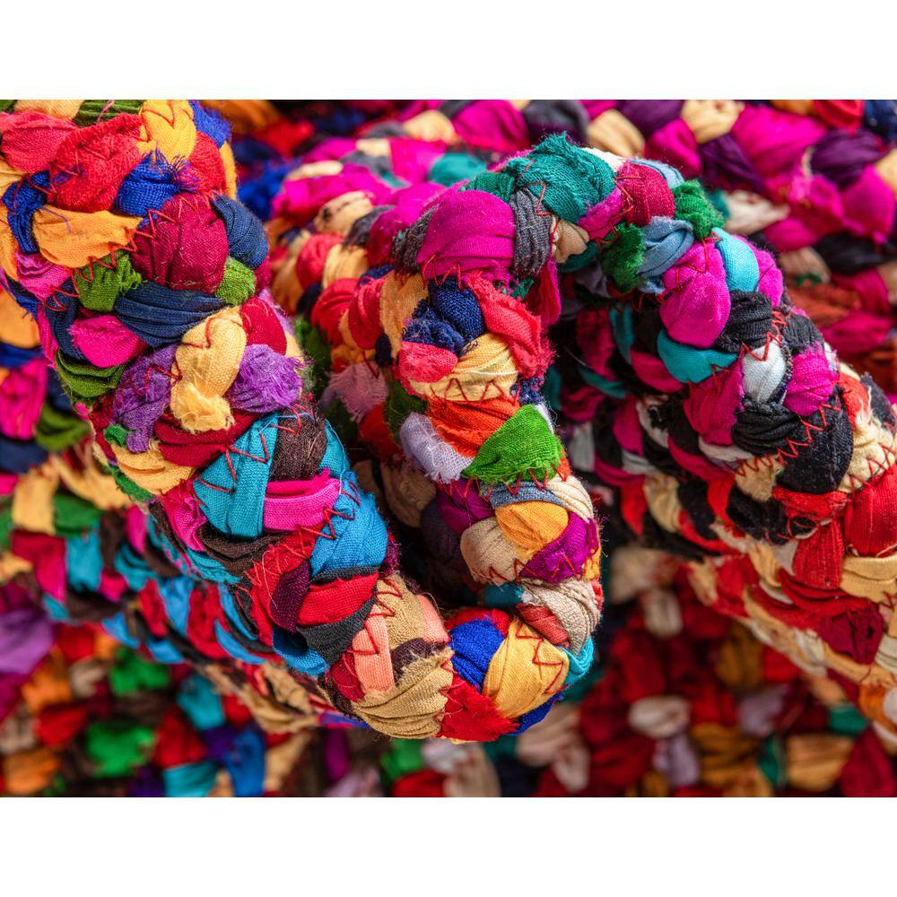 Handmade Colorful Braided Chindi Rectangular Rug 3x5