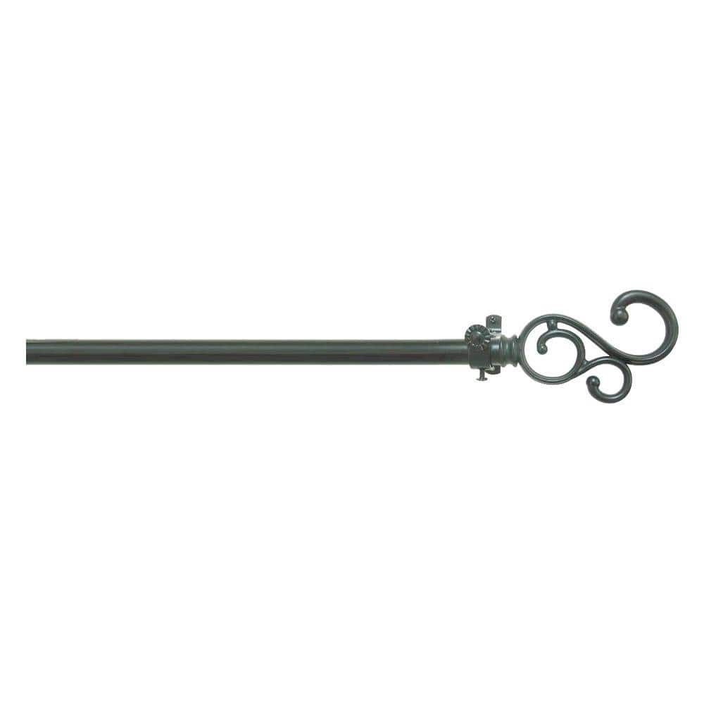 Achim Medley Buono II Decorative Curtain Rod and Finial, 48" - 86", Black