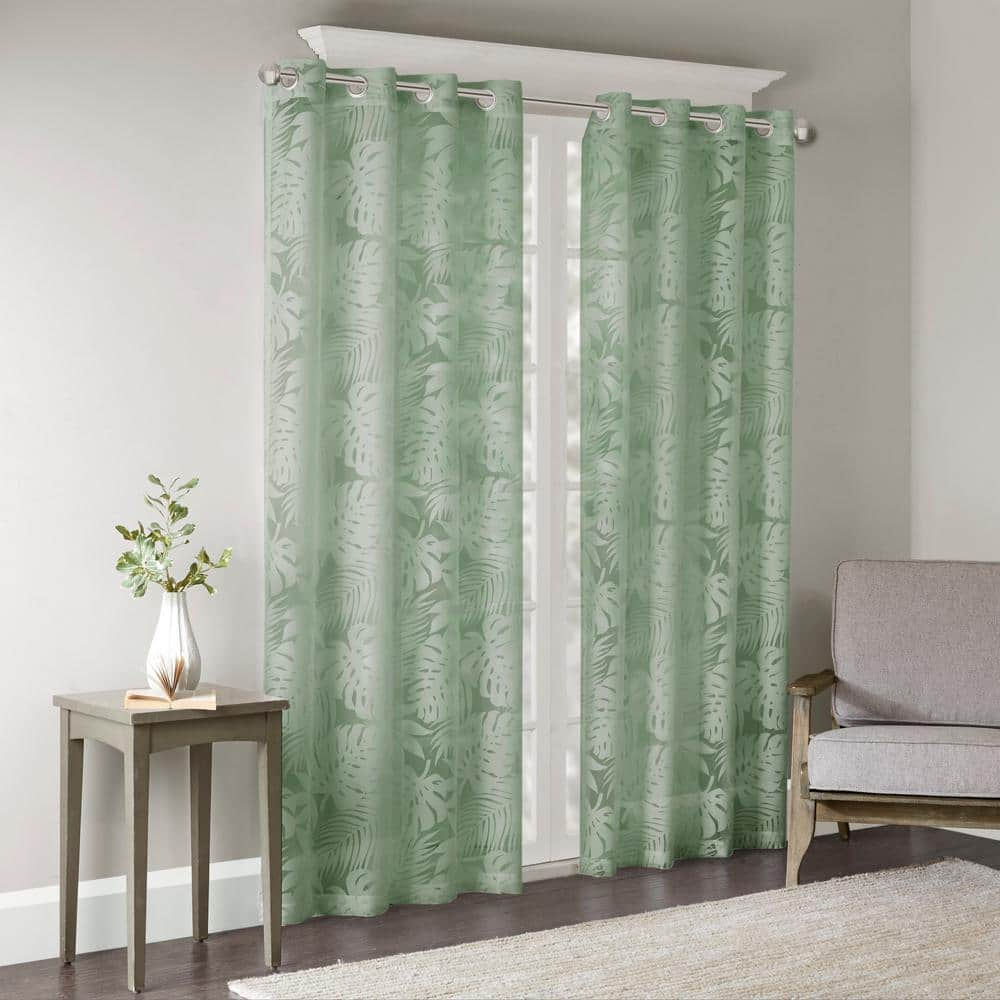 Madison Park Leilani Palm Leaf Burnout Window Sheer