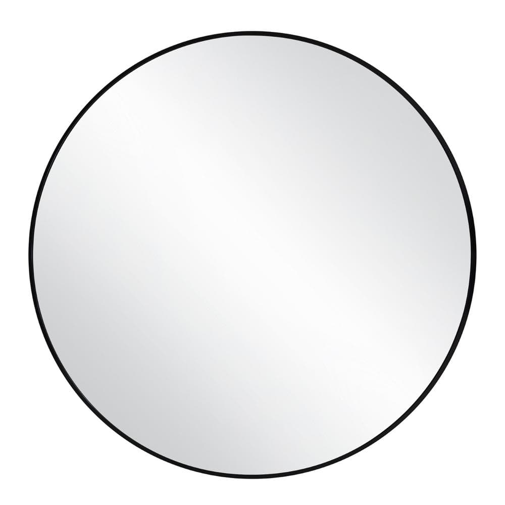 23.5 in. W x 23.5 in. H Metal Framed Flushmount Round Decorative Accent Bathroom Vanity Mirror with Black Frame