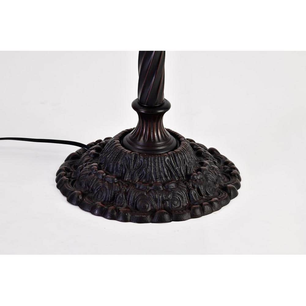 72 in. Antique Bronze Green Leaf Stained Glass Floor Lamp with Foot Switch