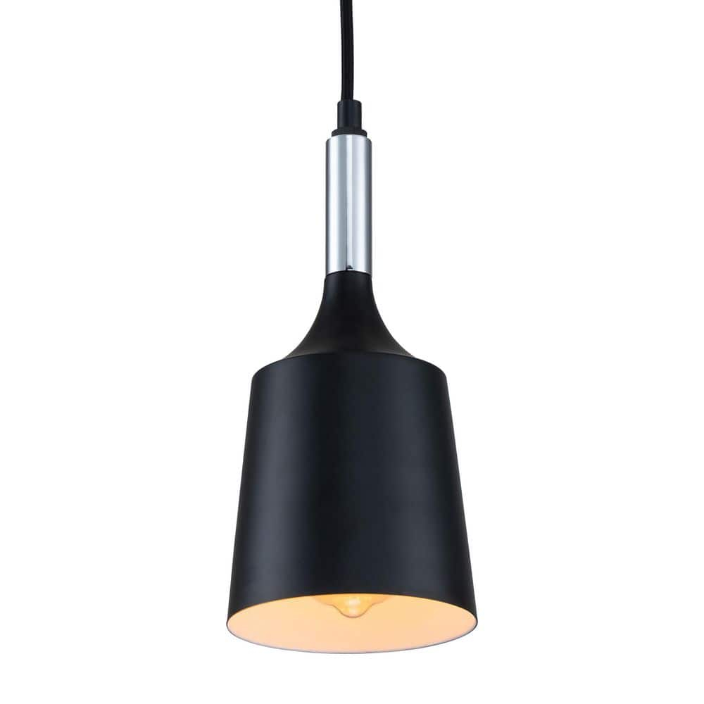 C Cattleya  1-Light Black and White Pendant Light with Chrome Accents