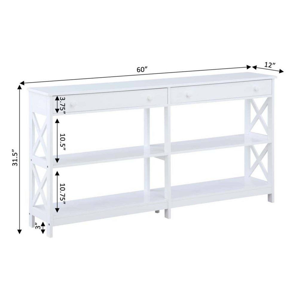 Convenience Concepts Oxford 2 Drawer 60 inch Console Table with Shelves