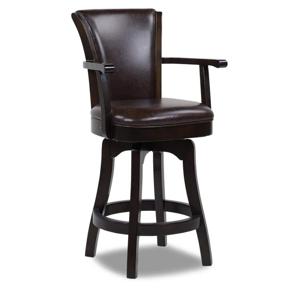 Williams 27" Swivel Counter Height Bar Stool Vintage Brown Faux Leather