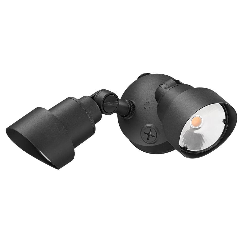 Adjustable Dual-Head Matte Black LED Security Floodlight