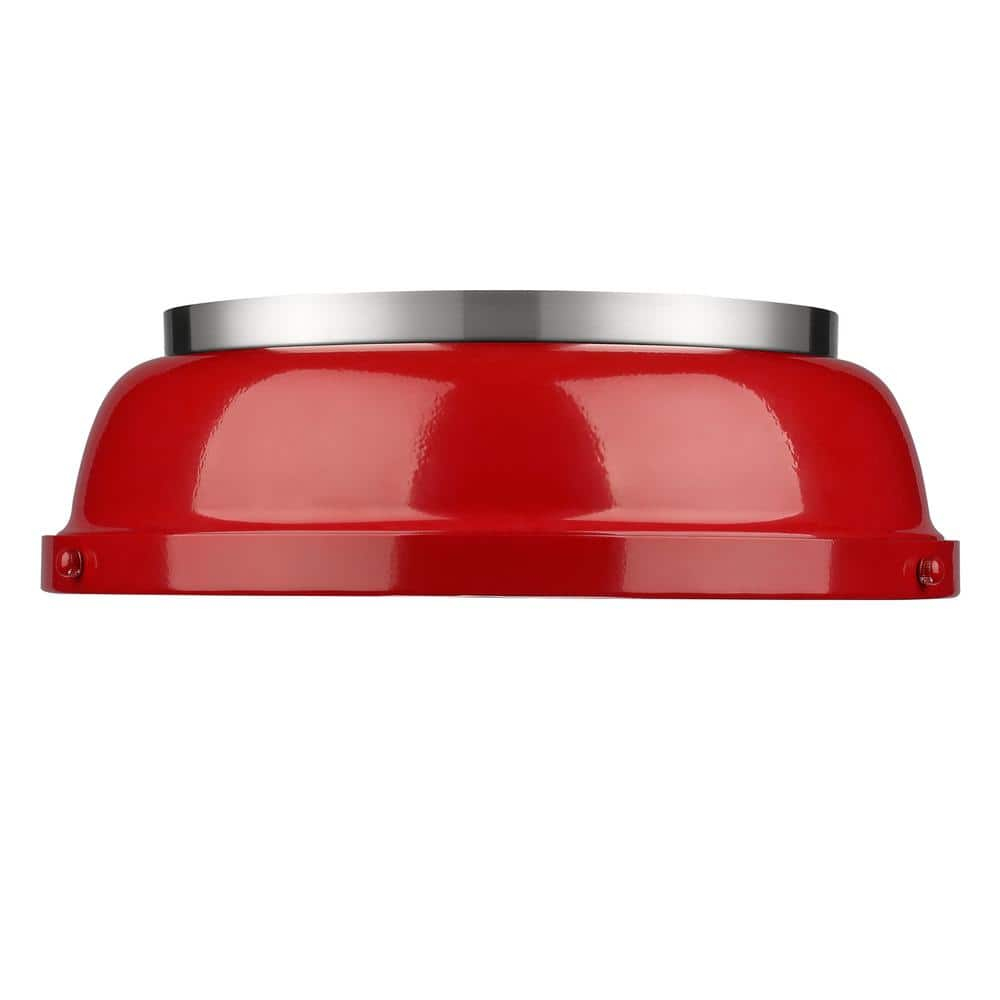 Golden Lighting Duncan 2-Light Flush Mount in Pewter with Red