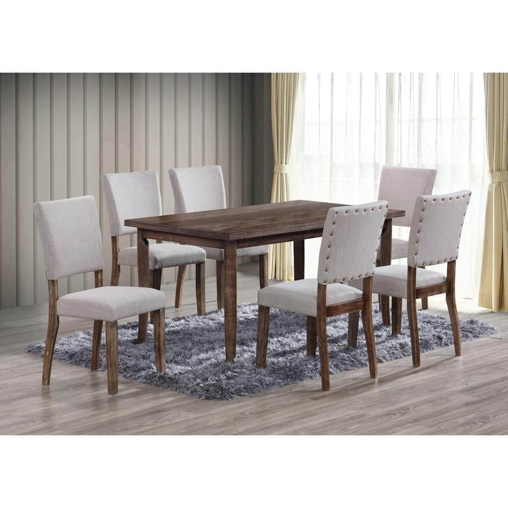 Best Master Transitional Solid Wood Dining Table in Antique Natural Oak