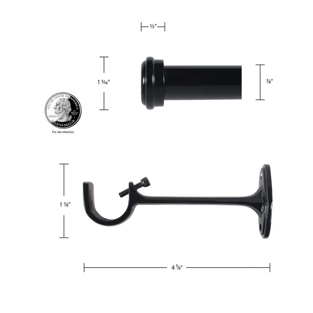 Decopolitan 7/8" Diameter End Cap Adjustable Curtain Rod Set