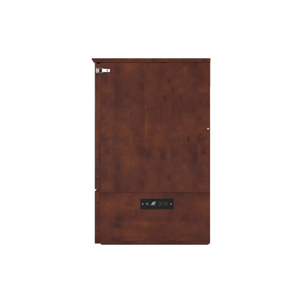AFI Hamilton Full Solid Wood Murphy Bed Chest with Built-In Charger in Walnut