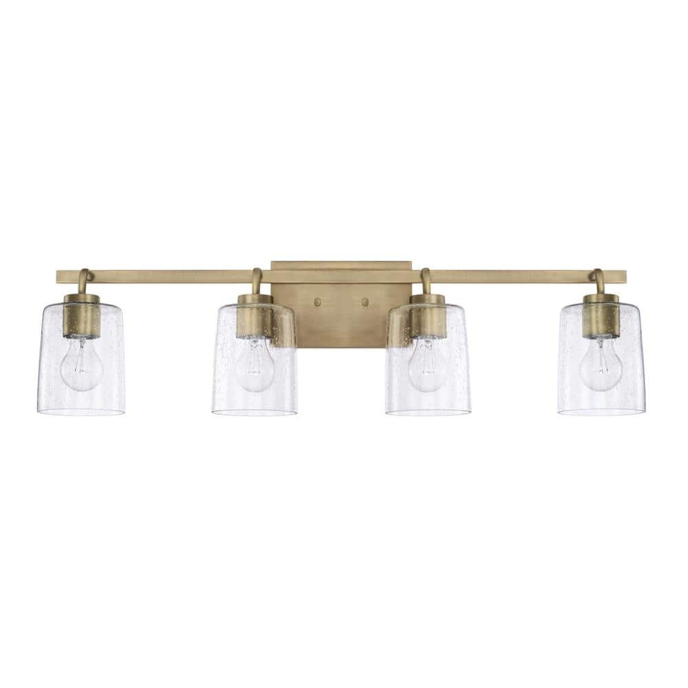 SQWERF HomePlace Lighting 128521BZ-449 Greyson Urban/Industrial Clear Seeded Glass Bathroom Vanity Wall Light  2-Light 200 Total Watts  9" H x 15" W  Bronze