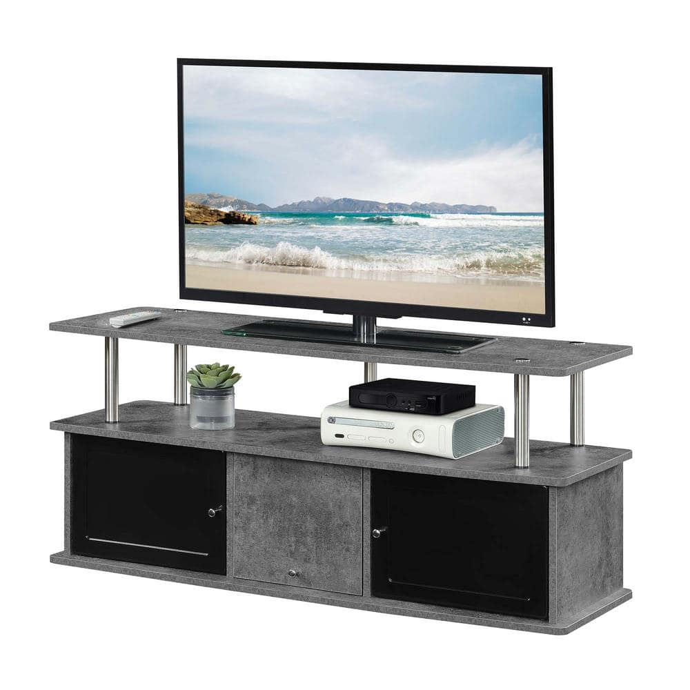 Designs2Go TV Stand with 3 Storage Cabinets and Shelf for TVs up to 55 inches, Cement