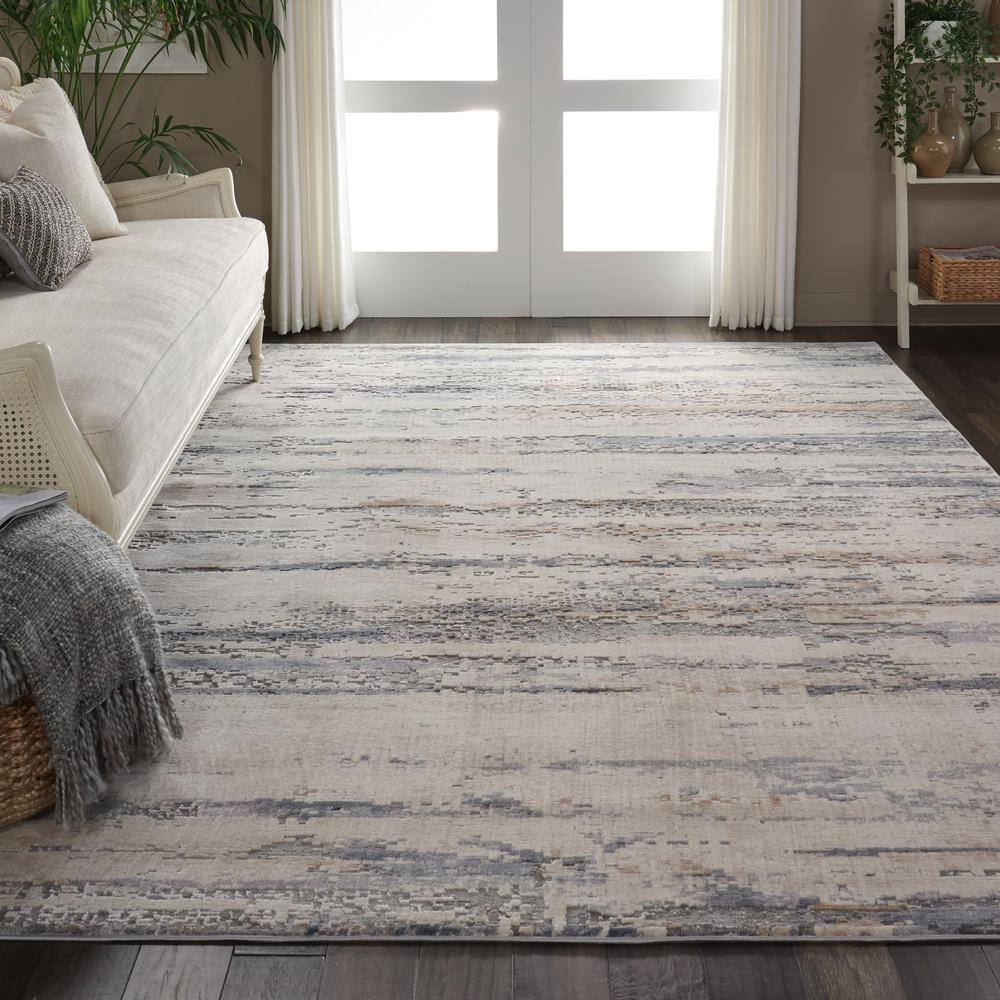 Rustic Textures Beige/Grey 8 ft. x 11 ft. Abstract Contemporary Area Rug